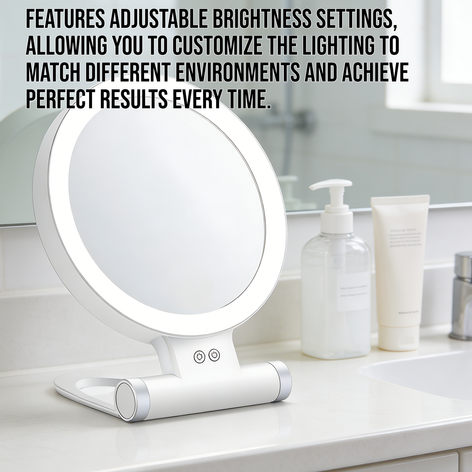 Makeup mirror with LED fill light