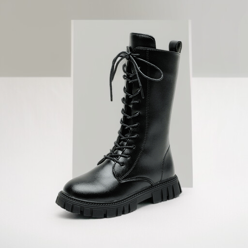 レザーブーツ、K-POP、デビルガールグループのハイブーツ、ドクターマーチンブーツ