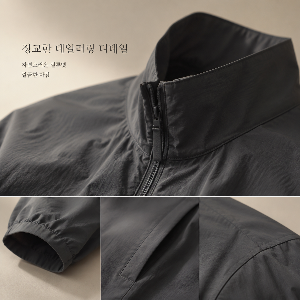 얇고 가벼운 스탠드칼라 자켓