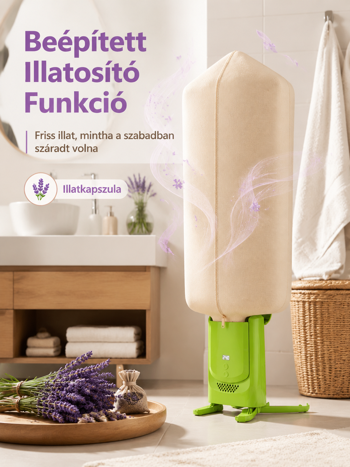 Kis méretű összecsukható hordozható szárítógép, beltéri szárítás, telepítés nélkül