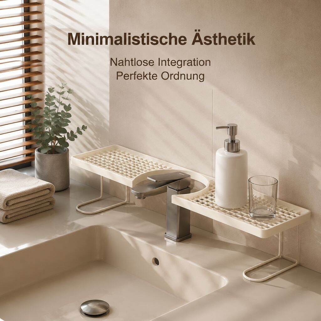 Abtropfgestell für Waschbeckenarmatur und Toilettenartikel