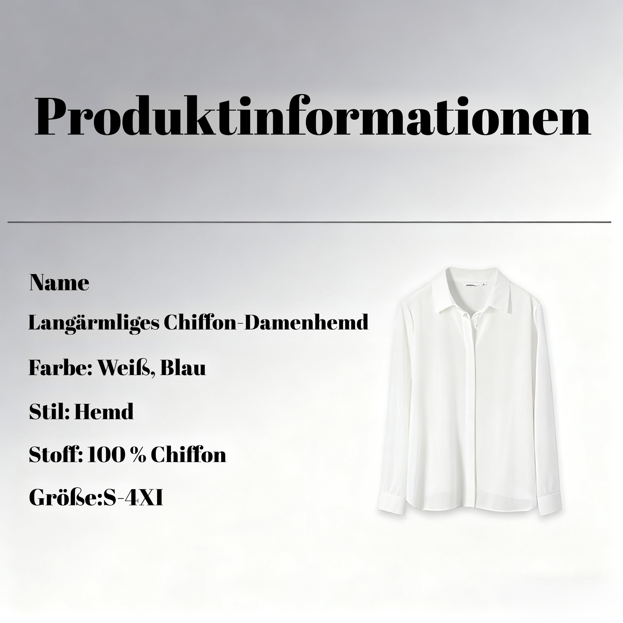 Einfarbige koreanische Damenbluse mit langen Ärmeln