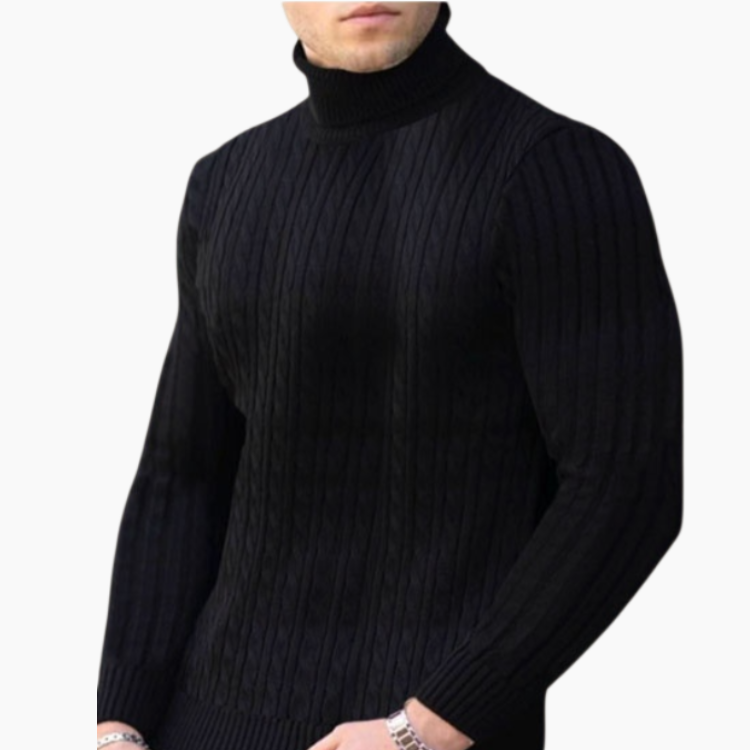 남자 폴라 니트 스트라이프 니트 옷깃이 높은 스웨터