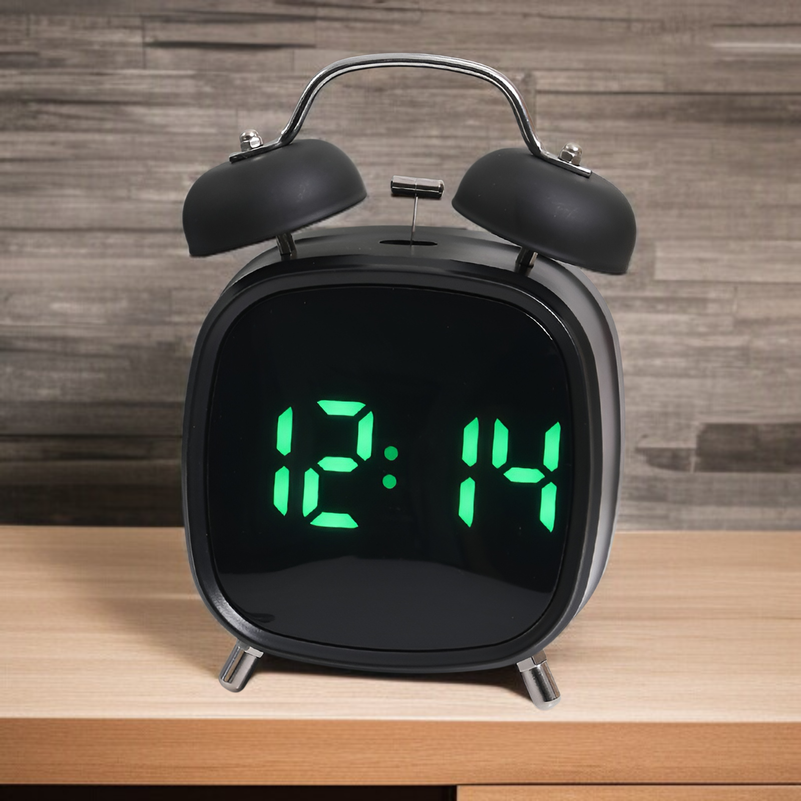 クリエイティブな高音量の金属製の強力なベル時計LED時計、起き上がりにくい多機能時計