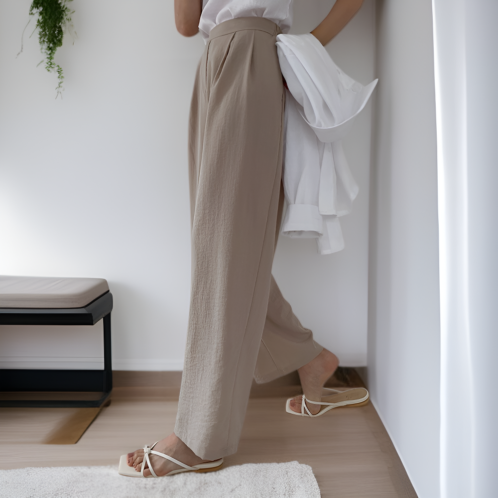 ゆったり軽やか夏の綿麻レディースパンツ、快適で自由