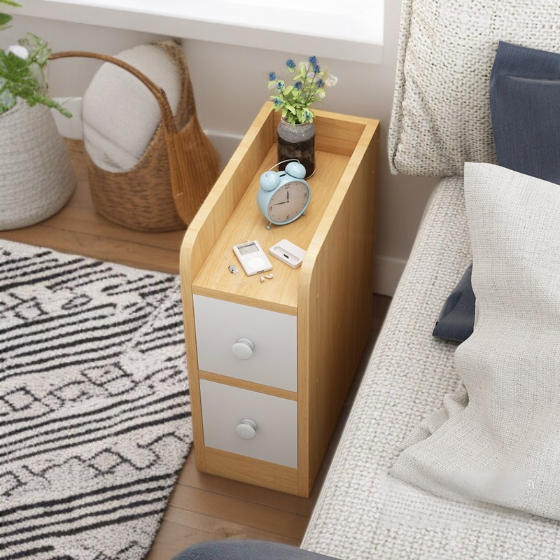 超スリムベッドサイドテーブル小型収納引き出しキャビネット