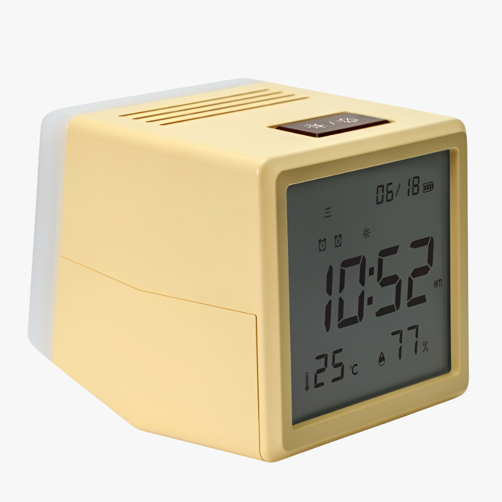 Multifunction seesaw alarm clock night light with temperature and humidity display, dual alarms