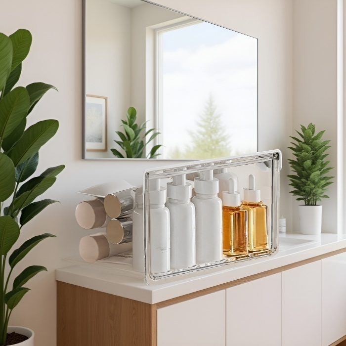 隱藏式鏡櫃抽拉收納盒