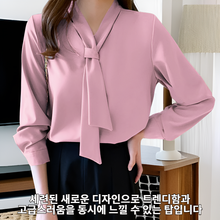 새로운 디자인의 고급 탑, 전문적인 느낌의 긴팔 시폰 블라우스