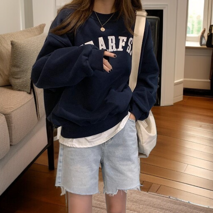 왜소한 사람 꼬마 꼬맹이 맨투맨 여자 라운드넥 기모 도톰 추동 상의 라운드 맨투맨