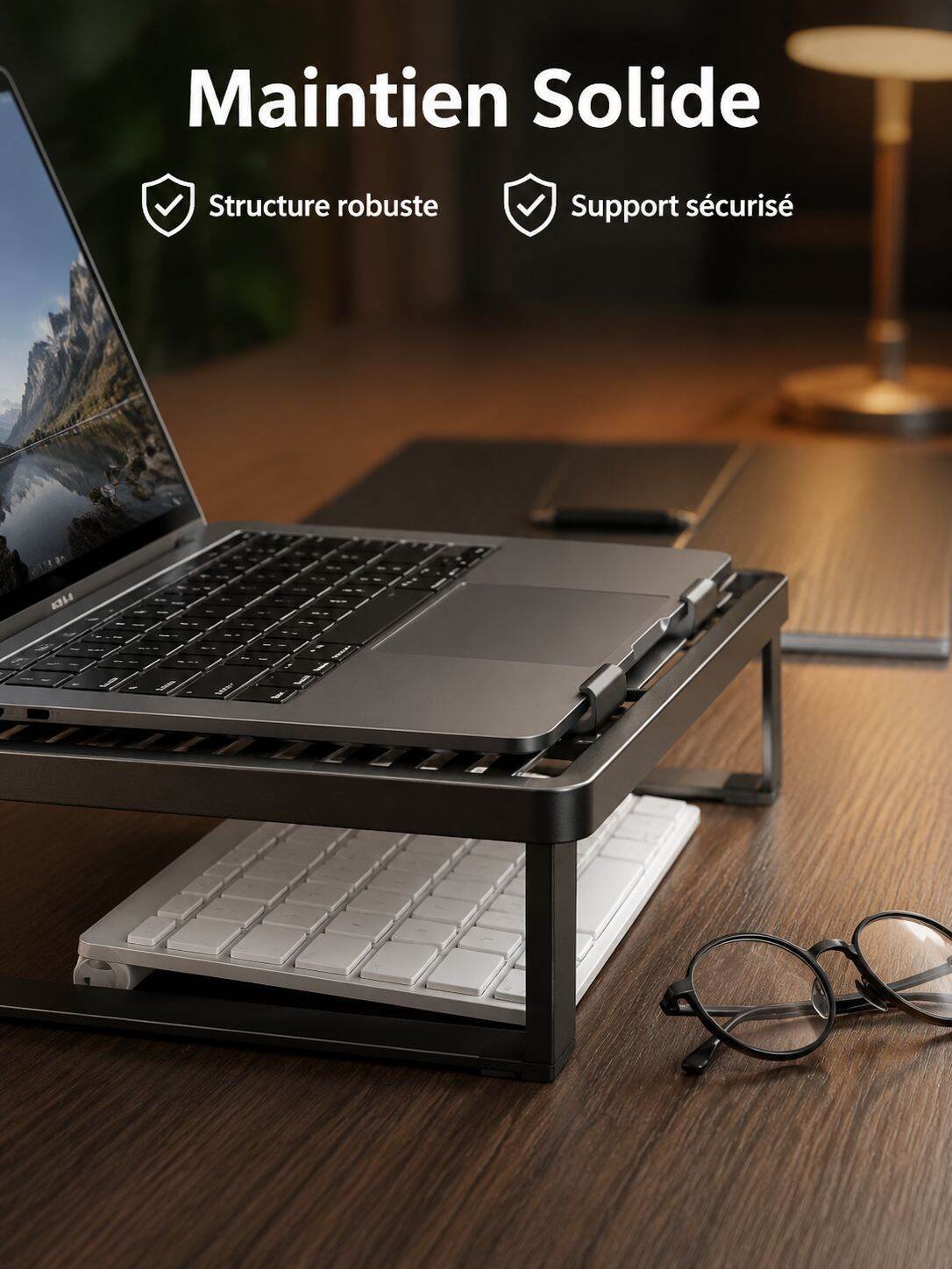 Rehausseur de bureau avec support de refroidissement pour ordinateur portable