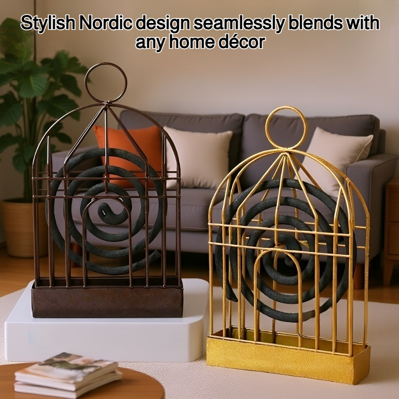 Nordic wrought iron birdcage mosquito coil holder