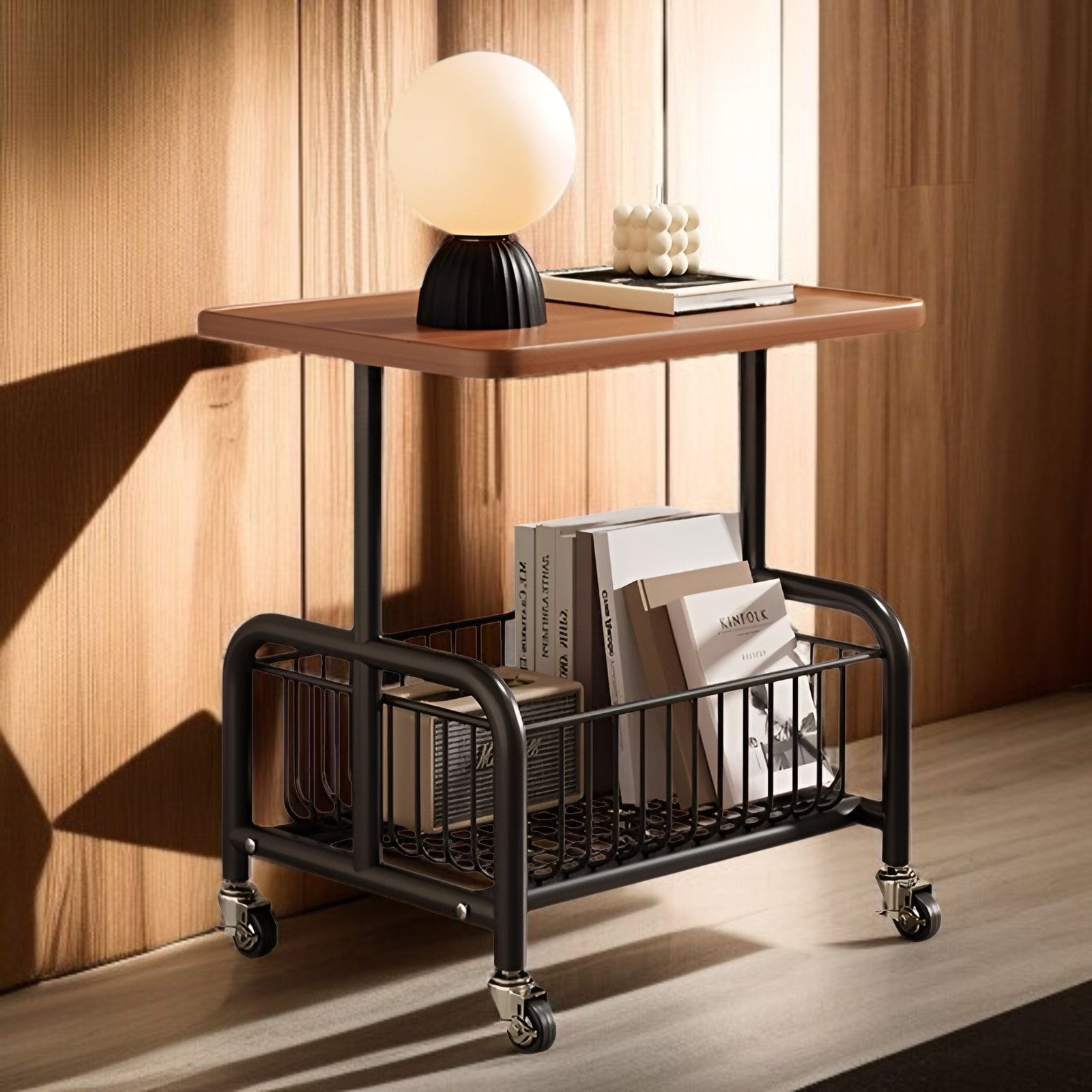 学生デスク用キャスター付き本棚収納ワゴン