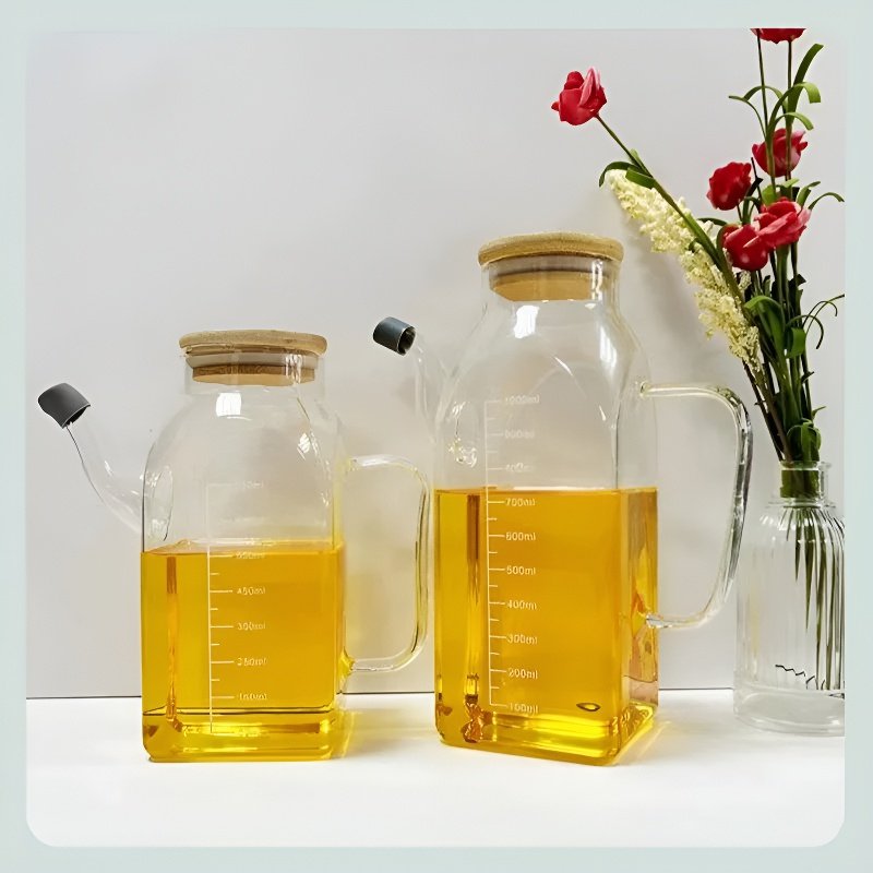 漏れ防止ガラスオイル缶