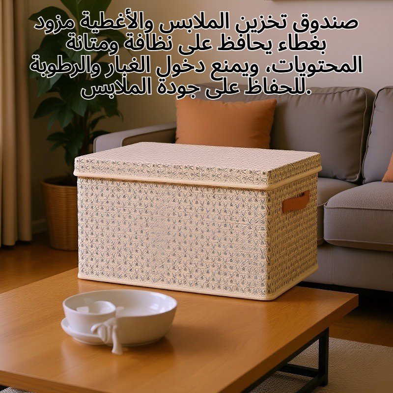  صندوق تخزين الملابس والأغطية مع غطاء، قابل للطي، مصنوع من لوح PP س