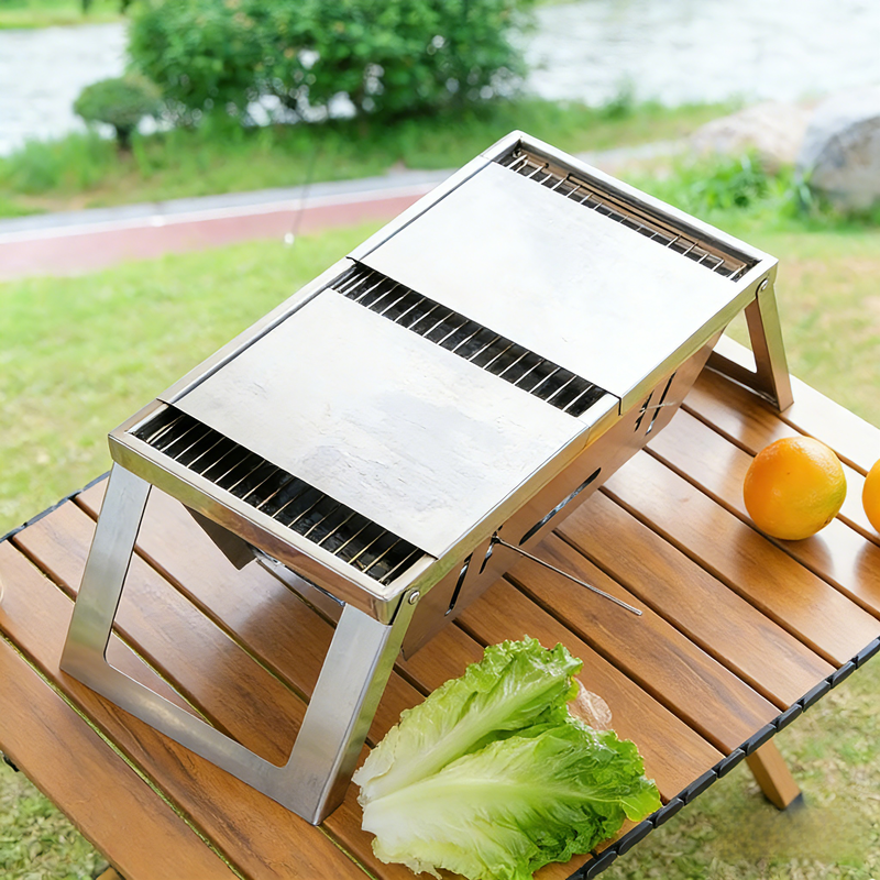 便攜折疊烤肉架 戶外迷你不鏽鋼烤肉爐 適用於露營野餐派對