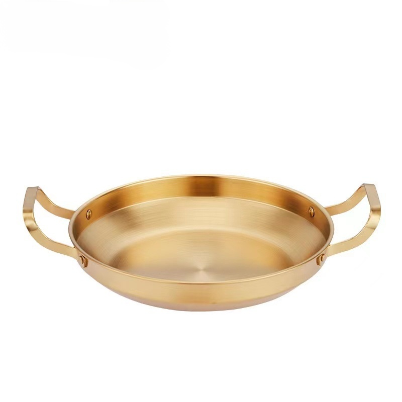 Double Ear Shallow Stainless Steel Pot for Seafood