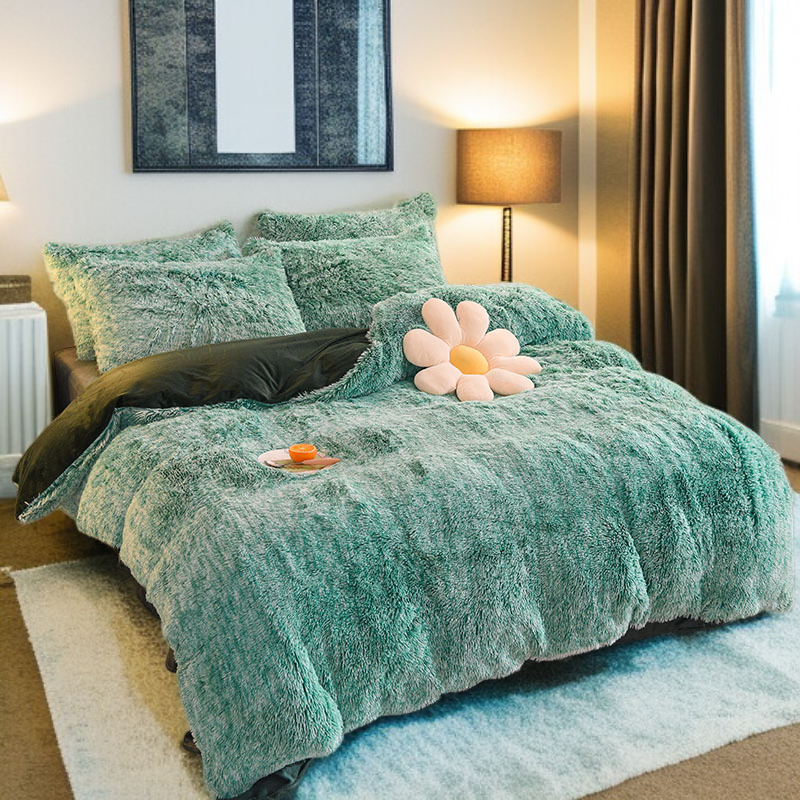 강화된 보온성의 밍크 벨벳 이불 근접 촬영