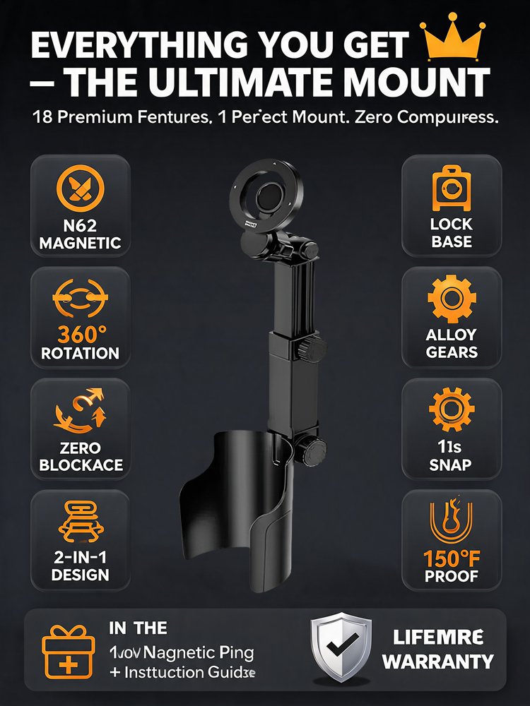 【Universal Adjustable】 Cup Holder Magnetic Arm Phone Stand