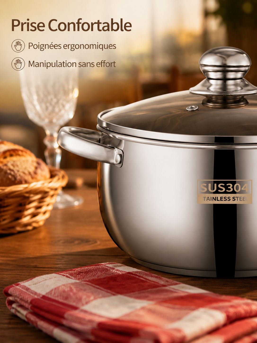 Pot à pommes épaissi en acier inoxydable SL304