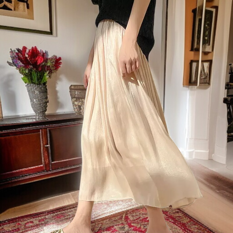 스커트녀 유광 프리미엄 퓨어 컬러 슬림 스커트 로맨틱 커팅 샤 스커트 흔들림 스커트