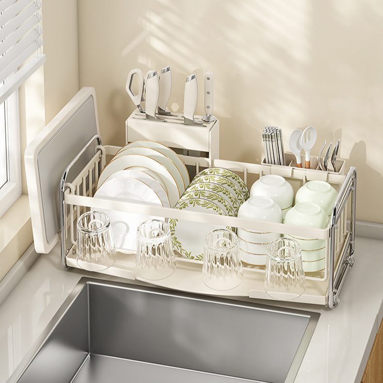 多功能キッチン収納ラック 排水付き＆食器収納