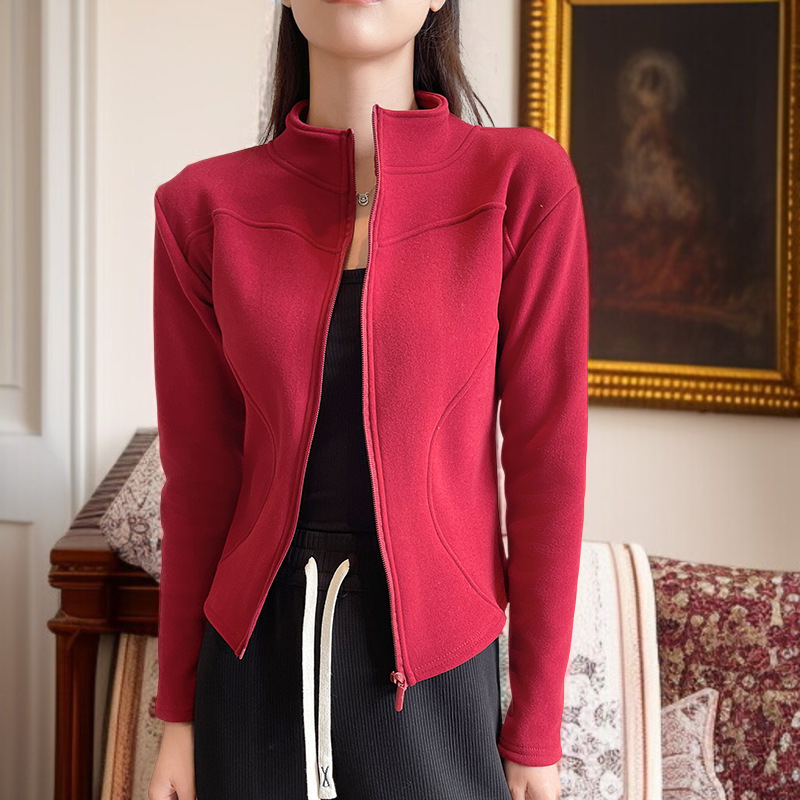 맨투맨 여자 아우터 스웨이드 융털 도톰 하이넥 요가 상의 가을 겨울 상의