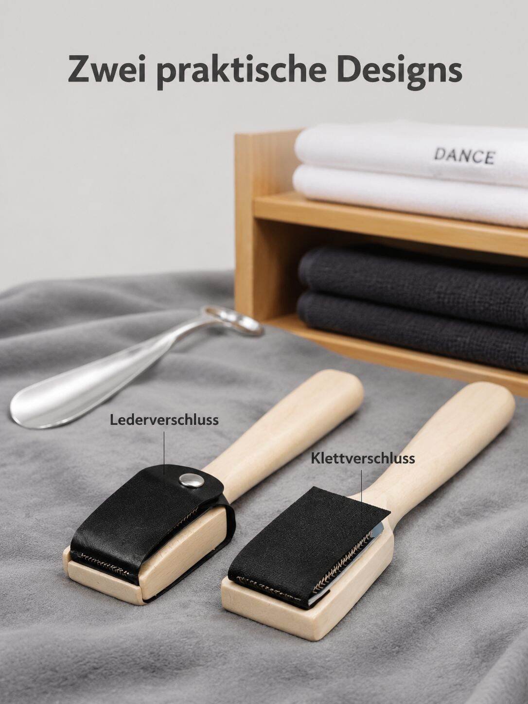 Multifunktionale Holzbürste zur Reinigung von Tanzschuhen