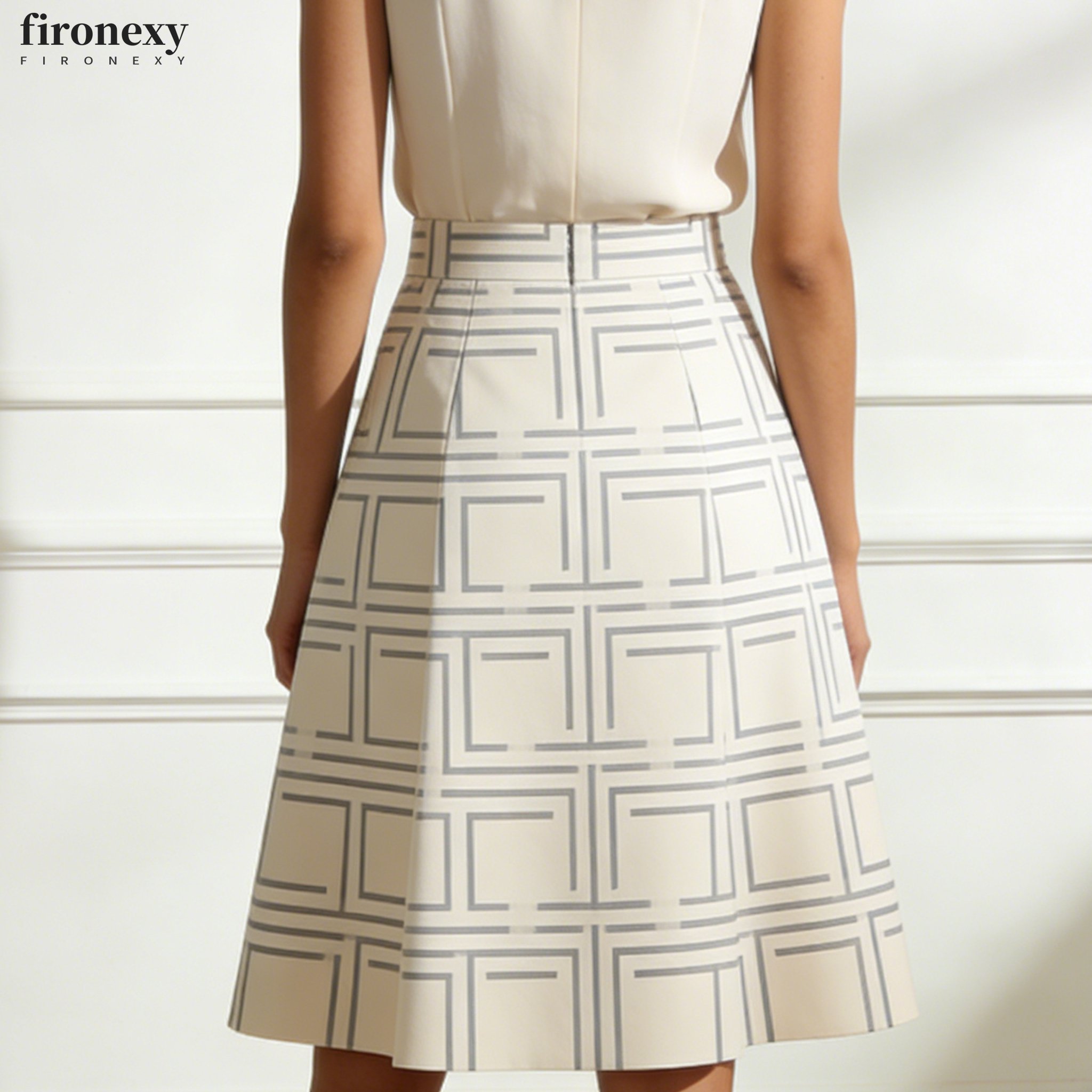 기하학적 무늬 미디 스커트