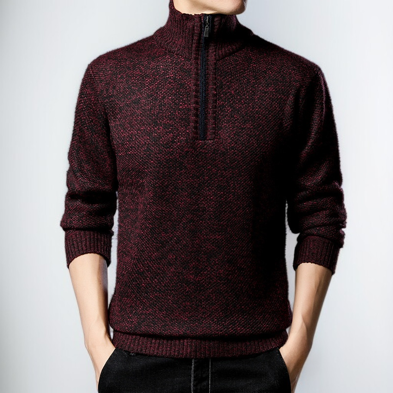 가을과 겨울을 위한 남성용 두꺼운 플리스 안감 니트 스웨터