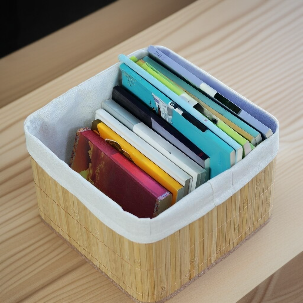 접이식 사각형 대나무 직조 수납 바구니