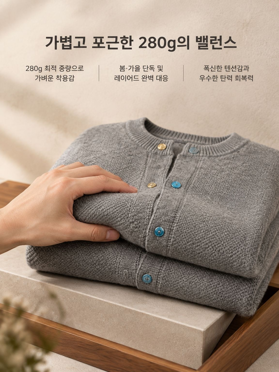 남성 터콰이즈 니트 가디건 자켓 정면 이미지