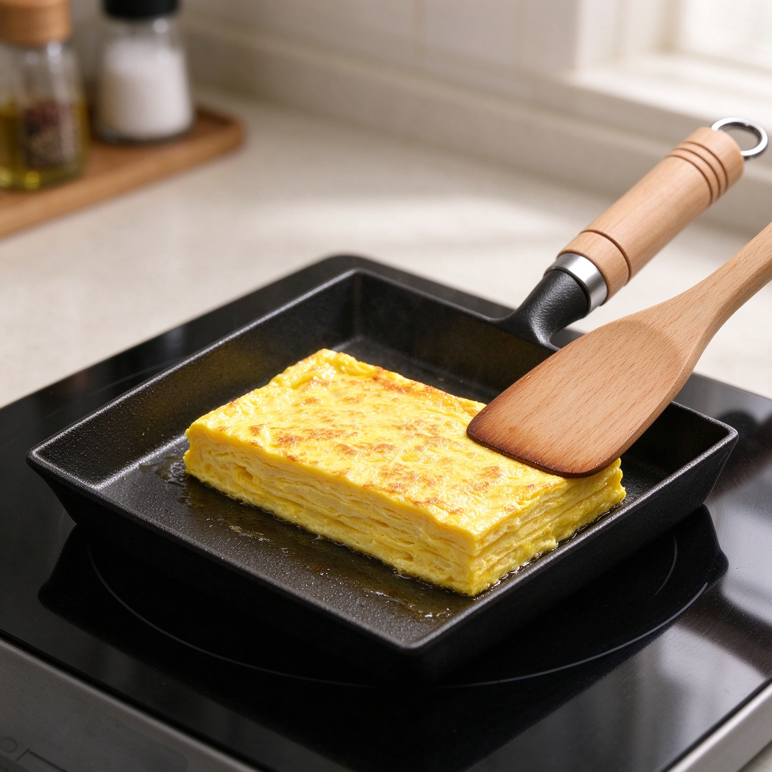 Tigaie tamagoyaki din fontă în stil japonez