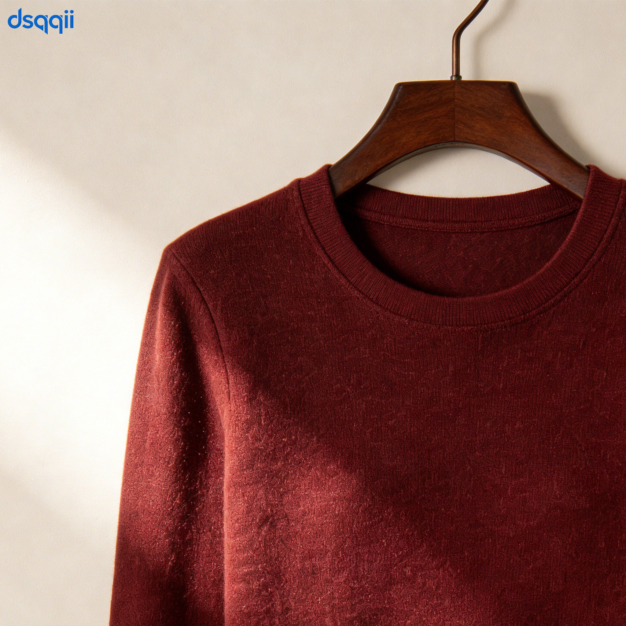 버건디 크루넥 니트 스웨터