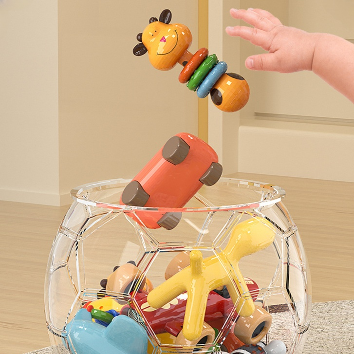 Transparent Plush Toy Storage Ottoman