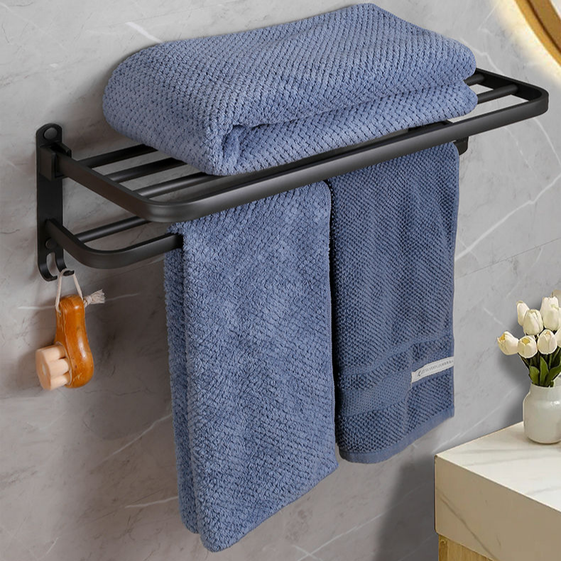 太空鋁浴室壁掛式折疊收納架 免打孔毛巾架置物架
