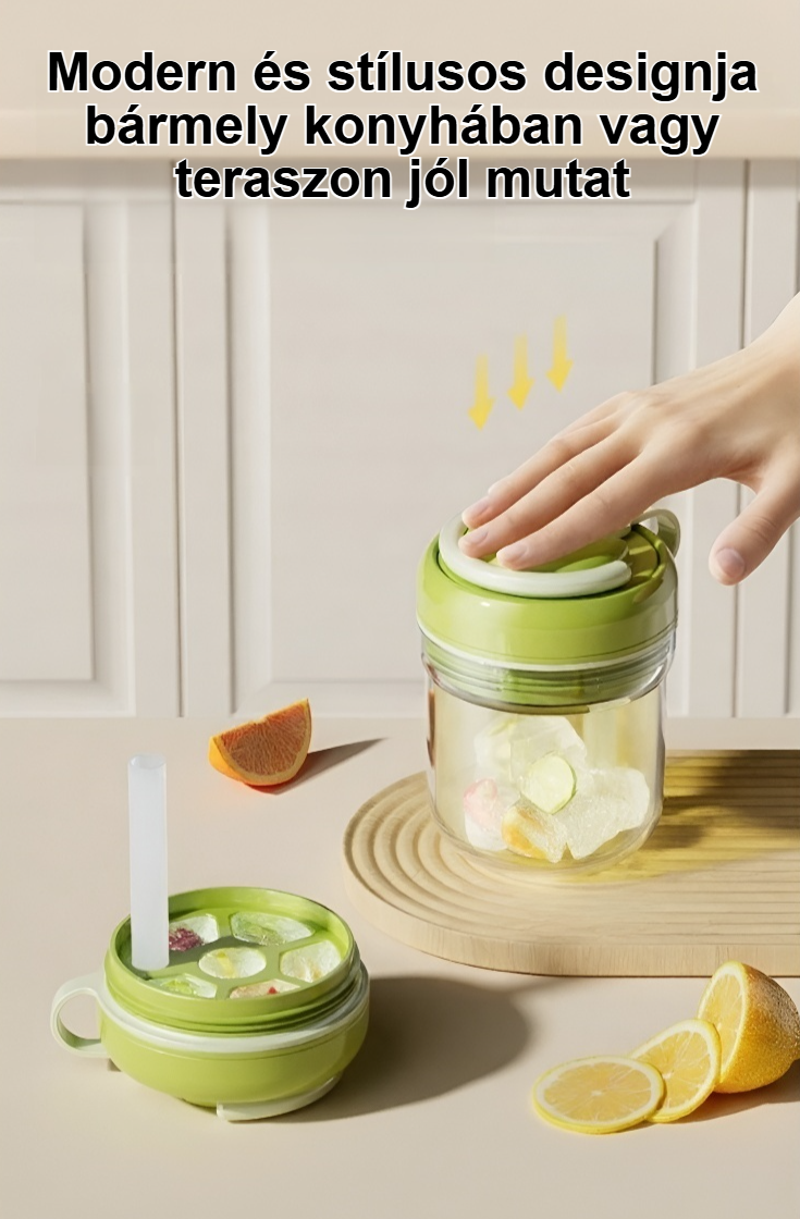 Innovatív jégkockatartó pohárral