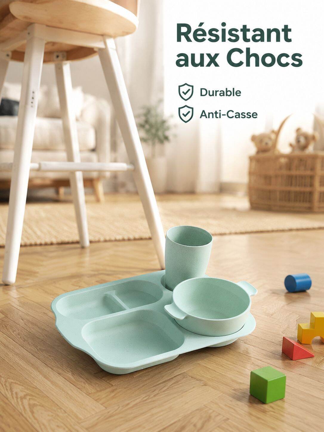 Lot de 6 couverts pour enfants en paille de blé