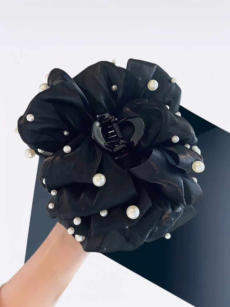 網紗珍珠鯊魚夾髮飾近照