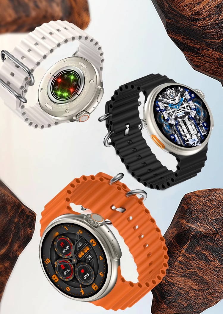 Montre intelligente à écran rond affichant l'heure