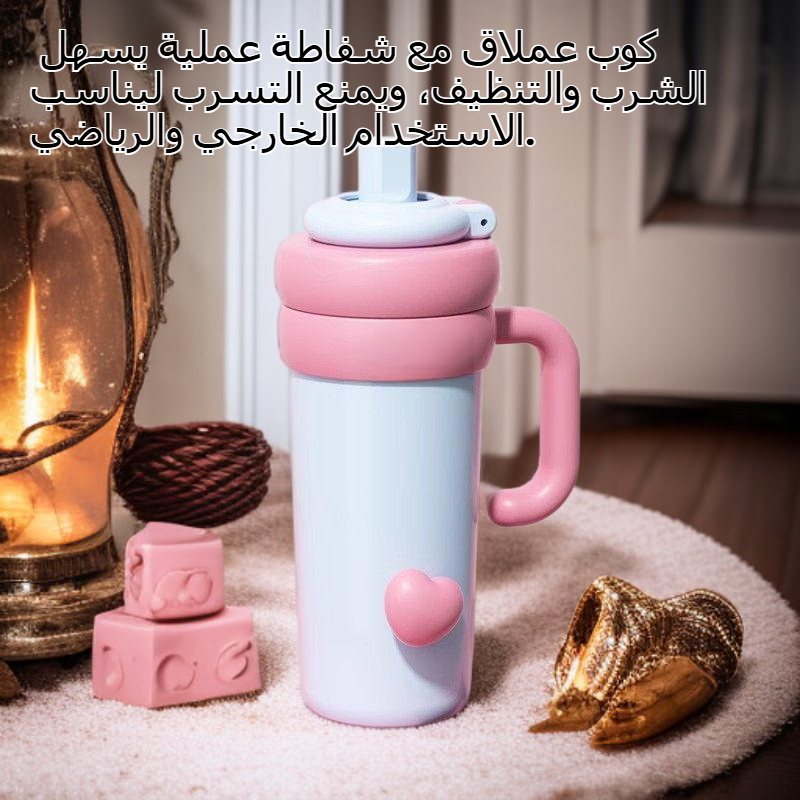 كوب حراري من الفولاذ المقاوم للصدأ 316 مع شفاط للبنات، سعة كبيرة وكوب سيراميك رائع