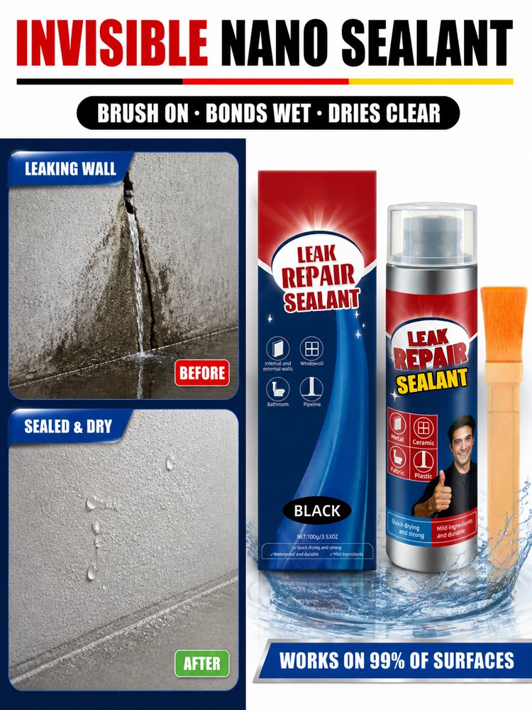 Invisible brush-applied leak sealant