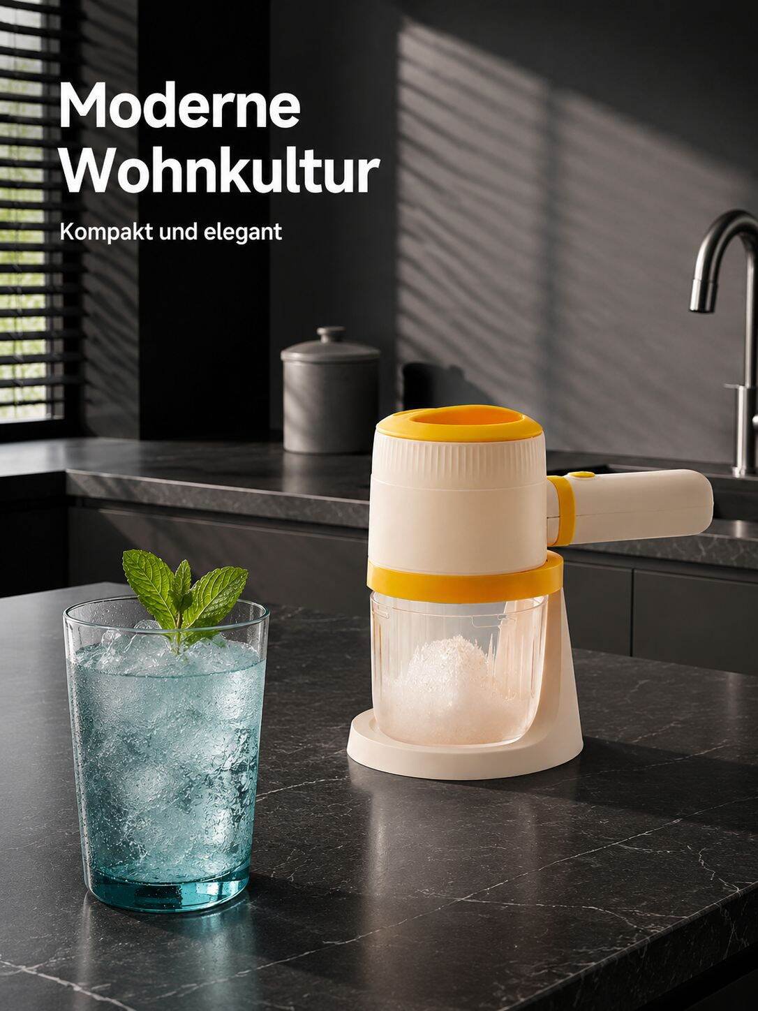 Elektrische Haushalts-Eismaschine für feines Eis in moderner Küche