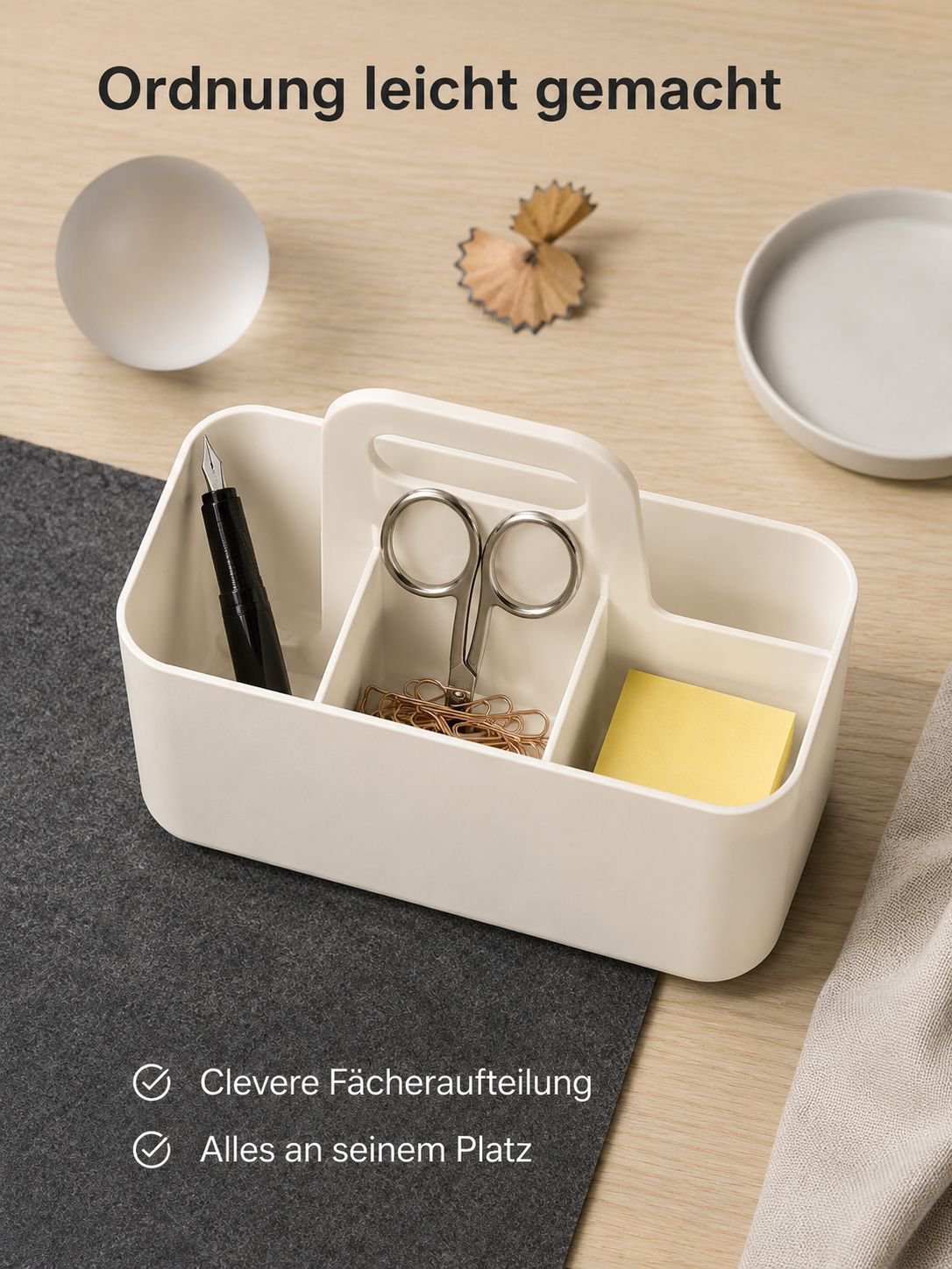 Tragbare, unterteilte, stapelbare Schreibtisch-Aufbewahrungsbox für Bürobedarf, verdickt