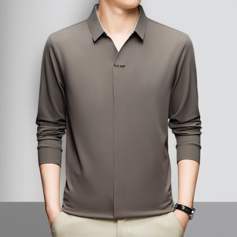 남성 비즈니스 캐주얼 티셔츠 남성 티셔츠 주름 방지 의류 무채색 캐주얼