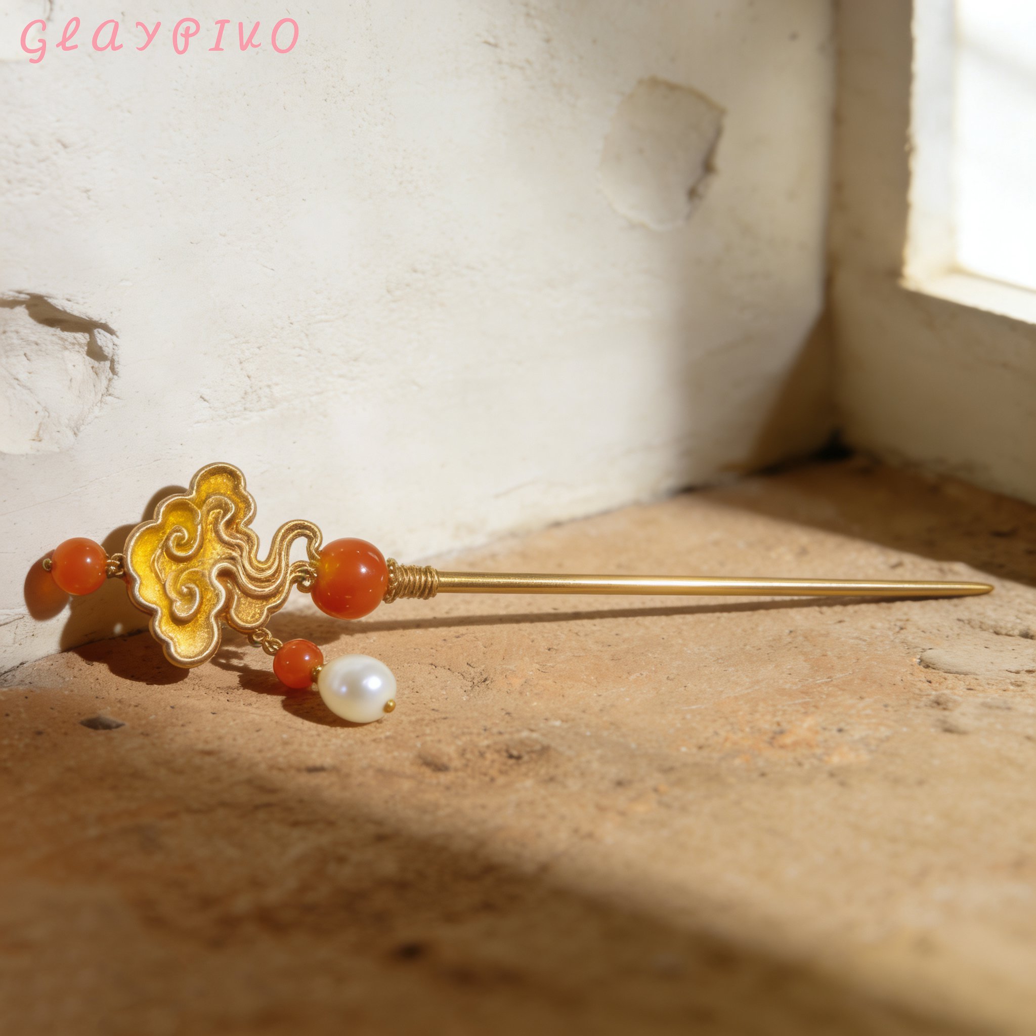 ปิ่นปักผมโลหะแกะสลักลายสวยหรู