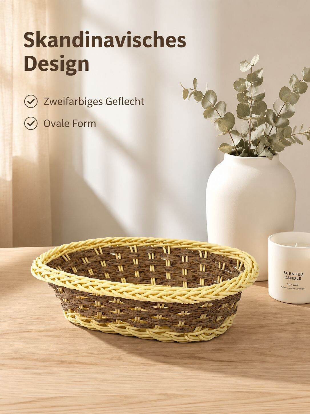 Kunst-Rattan Aufbewahrungskorb für Fernbedienungen und Kleinteile