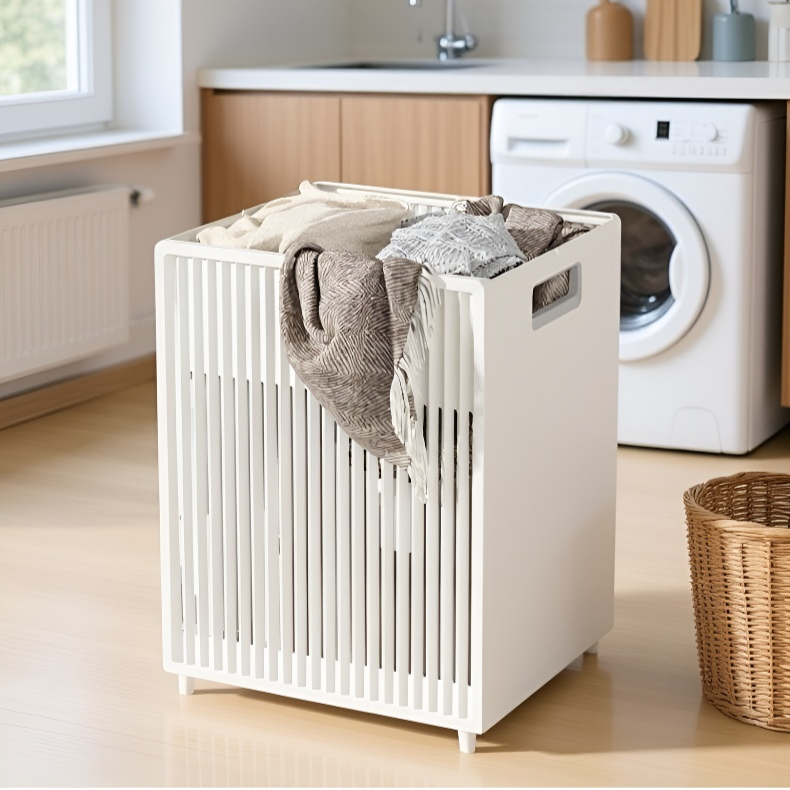 سلة غسيل قابلة للطي وكبيرة السعة مثبتة على الحائط