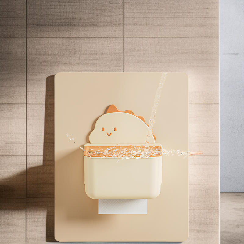 Cartoon Simple Wall-mounted Punch-free Toilet Paper Box for Kitchen and Living Room Paper Storage
