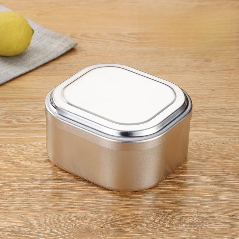 Quadratische Aluminium-Brotdose mit Griff